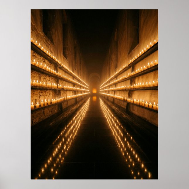 Affiche Candlelit Corridor Endless Light Path (Devant)