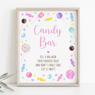 Affiche Candy Bar Lollipop Sweet Shop Symbole d'anniversai