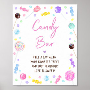 Affiche Candy Bar Lollipop Sweet Shop Symbole d'anniversai