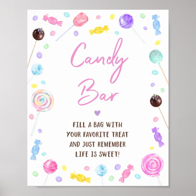 Affiche Candy Bar Lollipop Sweet Shop Symbole d'anniversai (Devant)