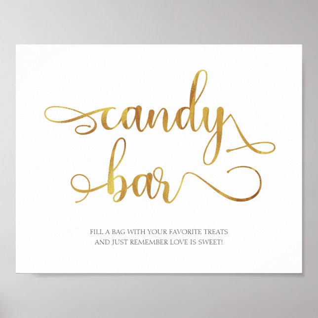 Affiche Candy Bar simple or élégant signe de mariage (Devant)