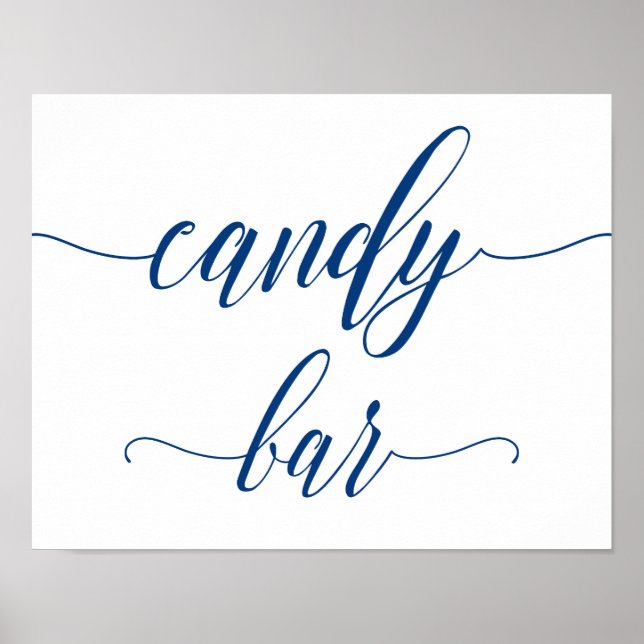 Affiche Candy Bar Wedding Sign in Navy Blue Calligraphy (Devant)