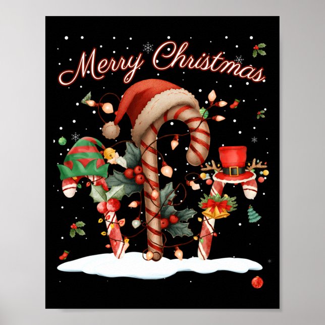 Affiche Candy Cane Crew Christmas Elf Hat Santa Holiday De (Devant)