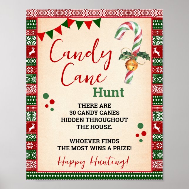 Affiche Candy Cane Hunt Game Ugly Sweater Sign (Devant)