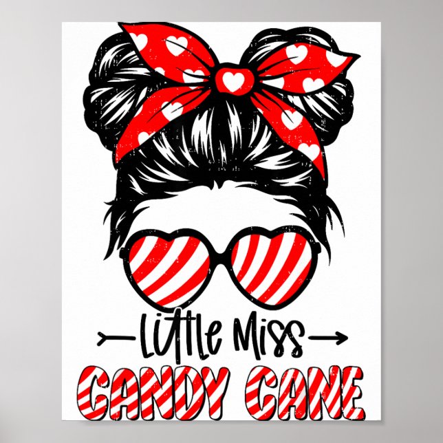 Affiche Candy Cane Messy Bun Girl Christmas Xmas Holiday G (Devant)