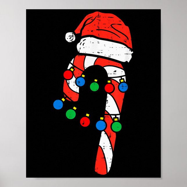 Affiche Candy Cane Santa Hat Christmas Lights Xmas Men Wom (Devant)