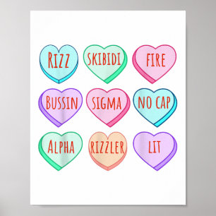 Affiche Candy Heart Slang Mots Valentines Day For School,