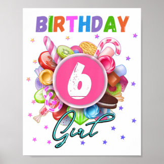 Affiche Candy Land Fête d'anniversaire Fille 6 ans