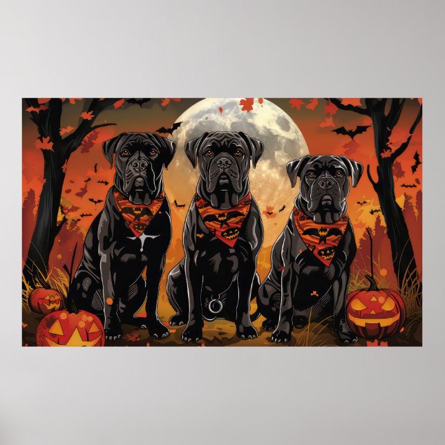 Affiche Cane Corso Halloween Épouvantable (Devant)