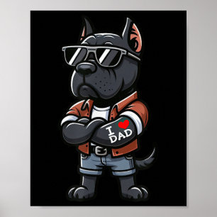 Affiche Cane Corso I Love Papa Drôle Chien Tattoo