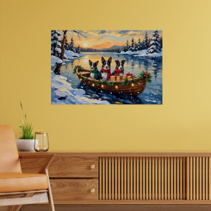 Affiche Cane Corso Noël Bateau Vacances