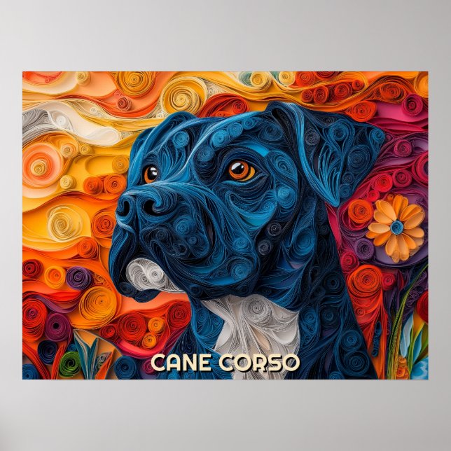 Affiche Cane Corso Qualité Art Chien Portrait (Devant)