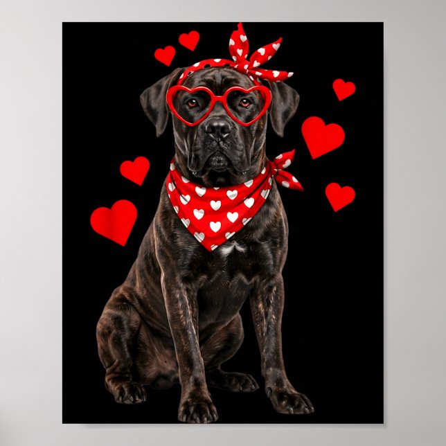 Affiche Cane Corso Saint-Valentin Amoureux des Chiens Cœur (Devant)