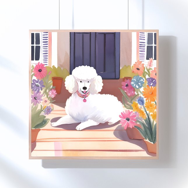 Affiche Caniche Blanc | Chien Animal Compagnie Aquarelle F (Créateur téléchargé)