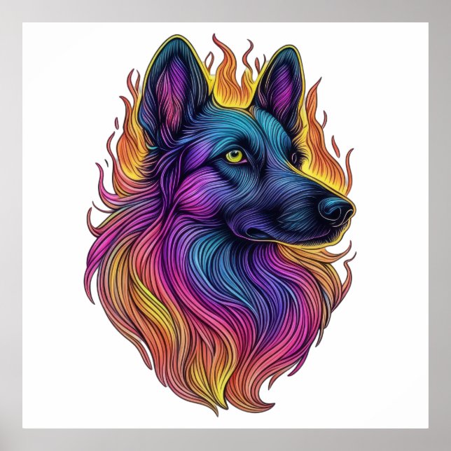 Affiche Canine baisée à la flamme (Devant)