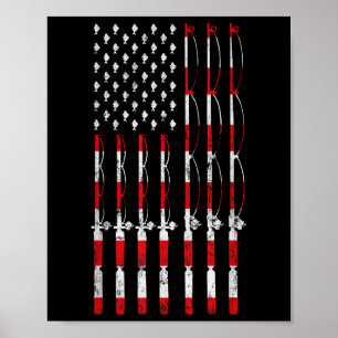 Affiche Canne à pêche américaine drapeau Usa patriotique p