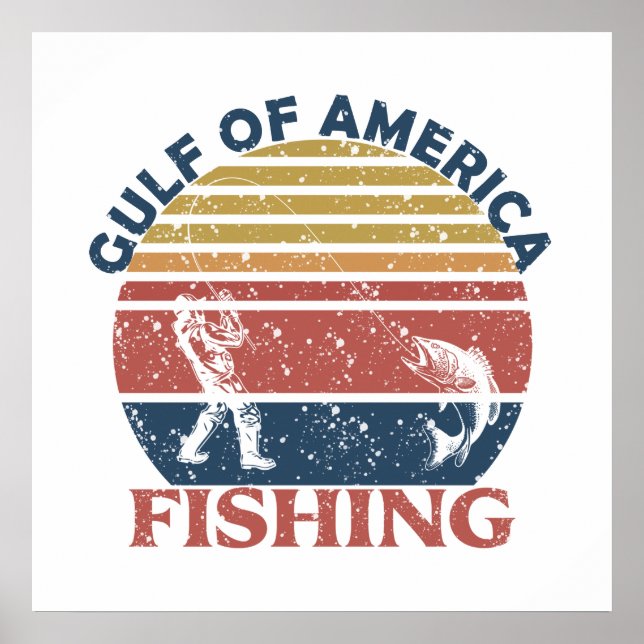 Affiche canne à pêche du golfe d'Amérique patriotique amér (Devant)