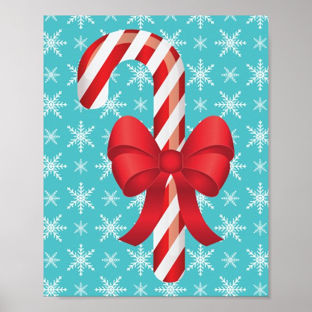 Affiche Canne de Noël festive avec un nœud (Devant)