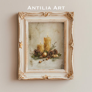 Affiche Canne de Noël rustique peinture de la vie morte