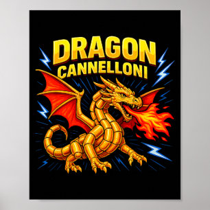 Affiche Canneloni au dragon Cadeau drôle de jeu de mots su