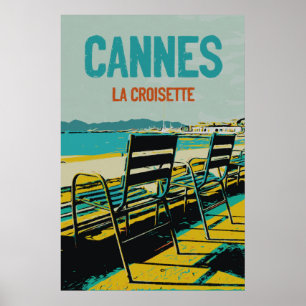 Affiche Cannes Côte d'Azur La Croisette Illust France