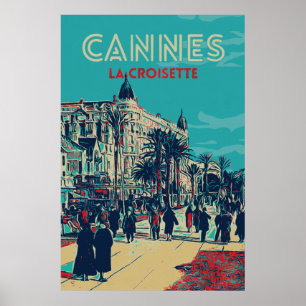 Affiche Cannes Côte d'Azur La Croisette Illust France Pos