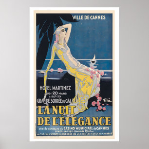 Affiche Cannes French Riviera Nuit d'Élégance Vintage