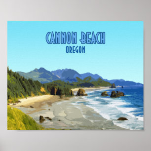 Affiche Cannon Beach Côte de l'Oregon Vintage