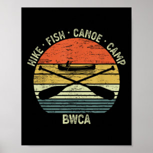 Affiche Canoë vintage Bwca Randonnée Extérieur Pêche Camp