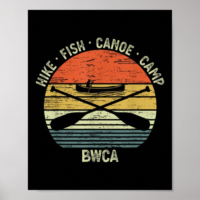 Affiche Canoë vintage Bwca Randonnée Extérieur Pêche Camp  (Devant)