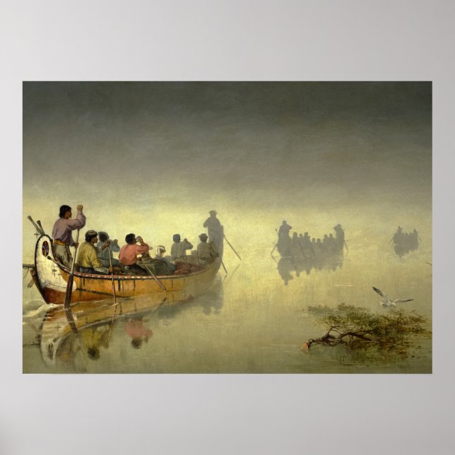 Affiche Canoës dans le brouillard, lac Supérieur, 1869 par (Devant)
