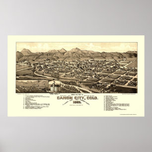 Affiche Canon City, CO Carte panoramique - 1882