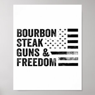 Affiche Canons À Steak Bourbon Et Liberté Usa Drapeau Whis
