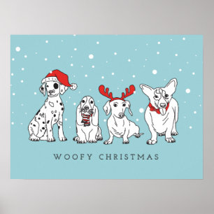 Affiche Canons de Noël Chiens de Père Noël Chiens de Noël