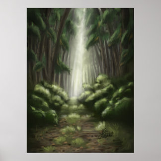 Affiche Canopée enchantée : Forêt verte foncée et