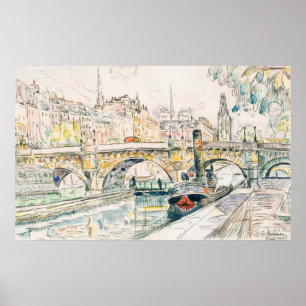 Affiche Canot à moteur Signac au Pont Neuf, Paris