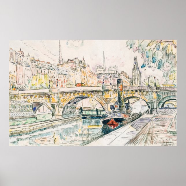 Affiche Canot à moteur Signac au Pont Neuf, Paris (Devant)