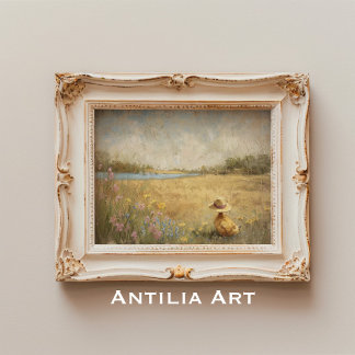 Affiche Canotage en peinture Casquette paysage du lac Rust