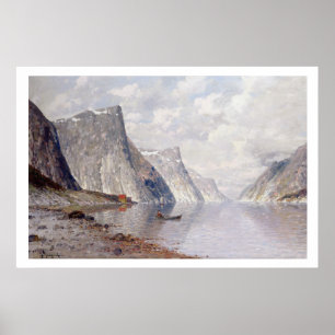 Affiche Canotage sur un fjord norvégien (huile sur la
