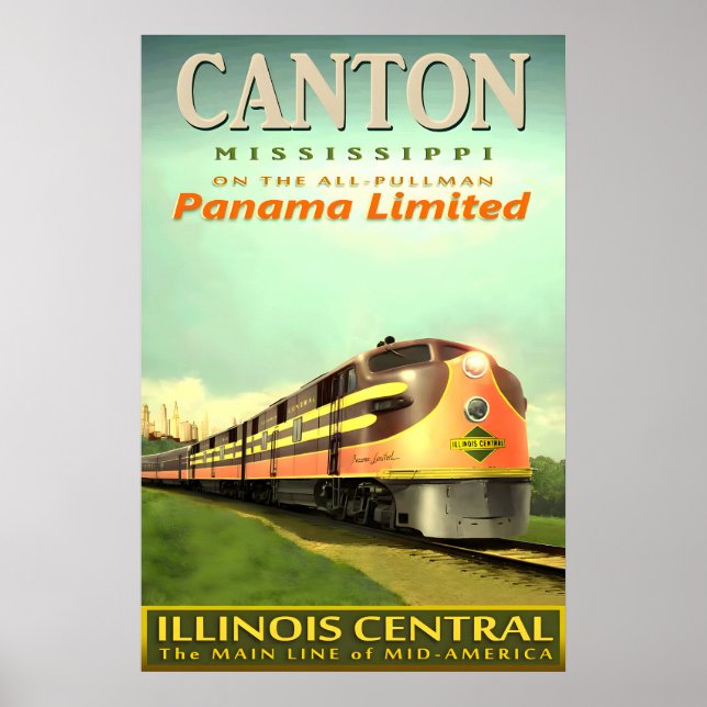 Affiche CANTON MS Illinois Central Railroad PANAMA Limited (Devant)