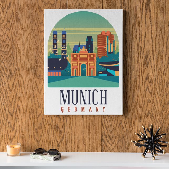 Affiche Canvas Allemagne Munich (Munich Germany Vintage Travel Poster)