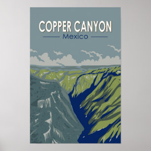 Affiche Canyon de cuivre art de voyage vintage Mexique