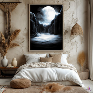 Affiche Canyon de glace lunaire – Paysage monochrome au cl
