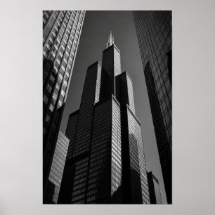 Affiche Canyon de gratte-ciel monochrome Mur architectural