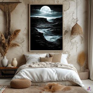 Affiche Canyon de la Lune d'Argent – Nocturne monochrome