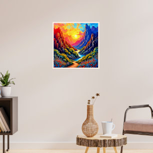 Affiche Canyon de la rivière du coucher de soleil Art