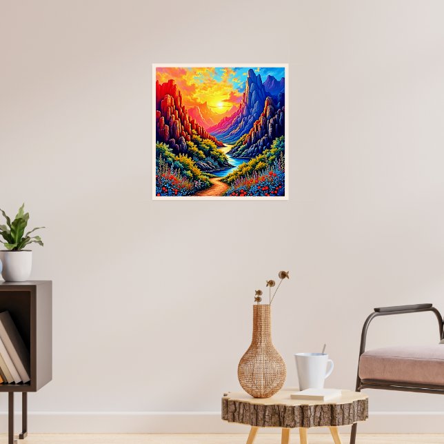 Affiche Canyon de la rivière du coucher de soleil Art (Salon 3)