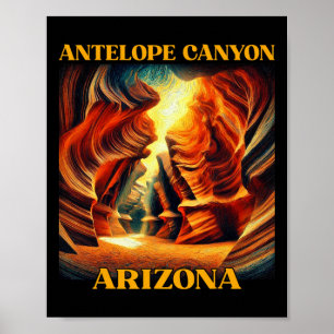 Affiche Canyon de l'Antilope Arizona Randonnée Camping