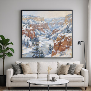Affiche Canyon enneigé - Style de peinture pastel