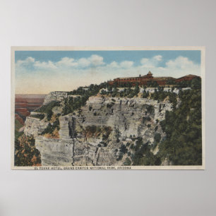Affiche Canyon grand, Arizona - vue d'hôtel d'EL Tovar